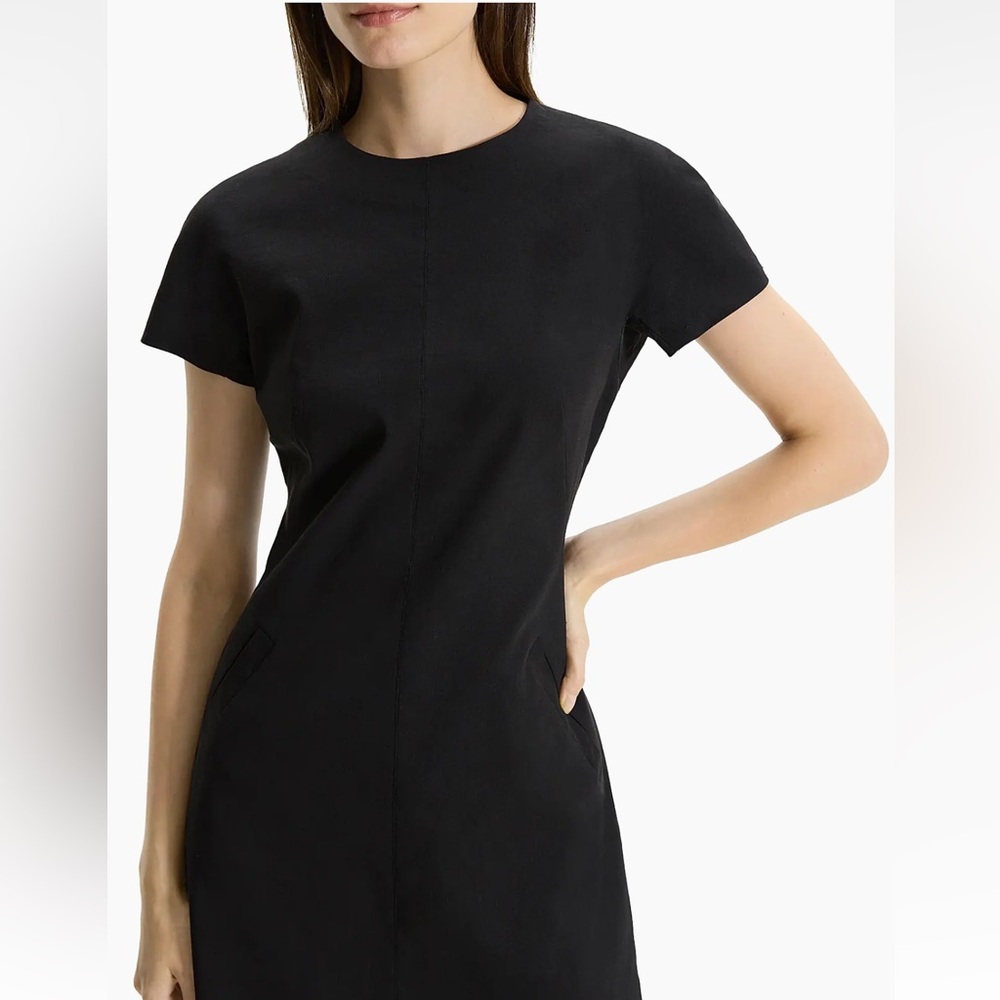 Theory Linen-Blend Dolman-Sleeve Mini Dress Size 10 NEW - Picture 9 of 9
